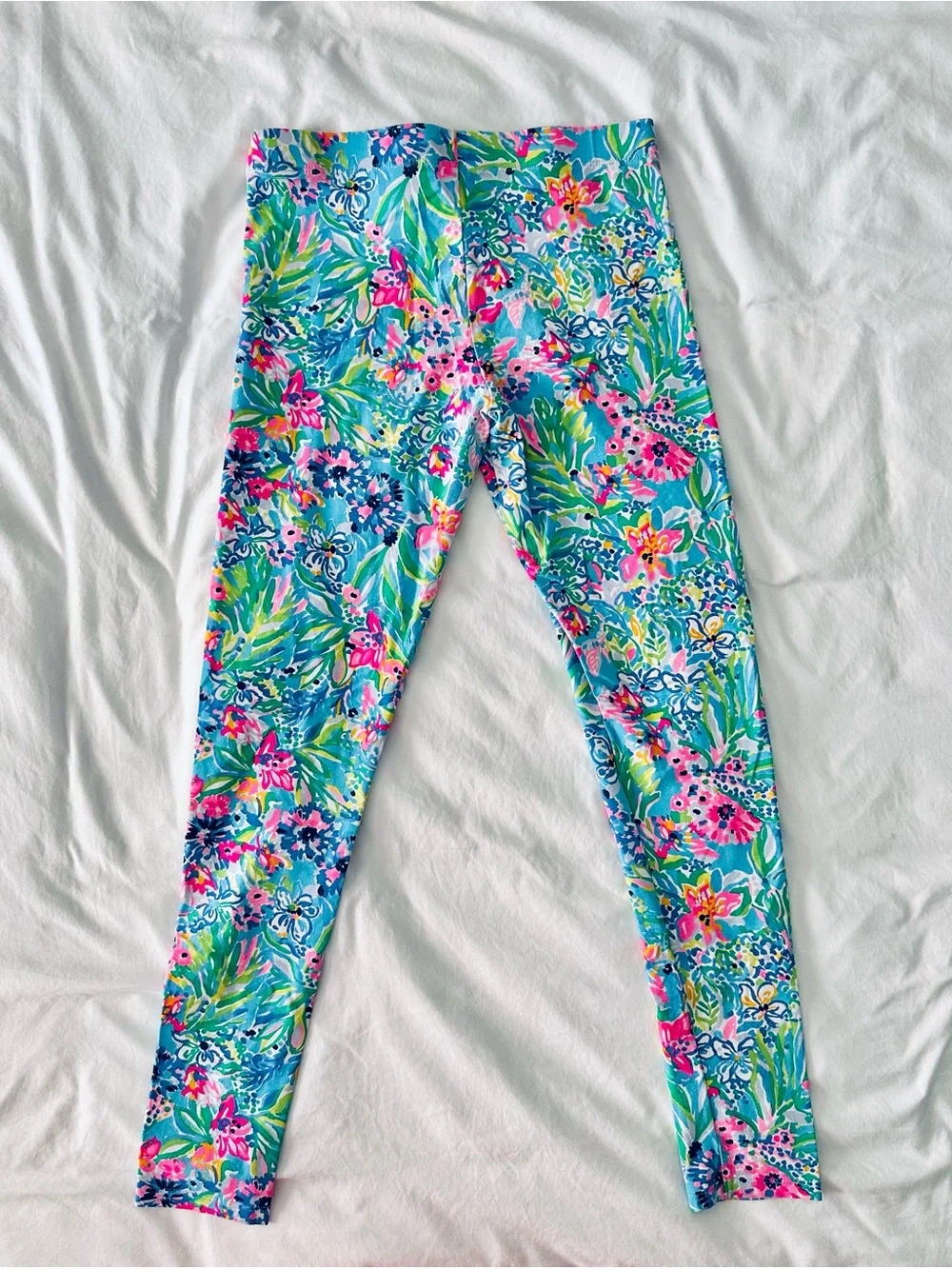 Lilly Pulitzer Blue Pink Floral Print Leggings